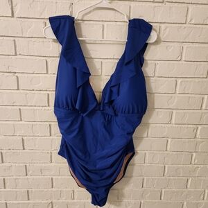 J. Crew Royal Blue One Piece with Ruffles 20